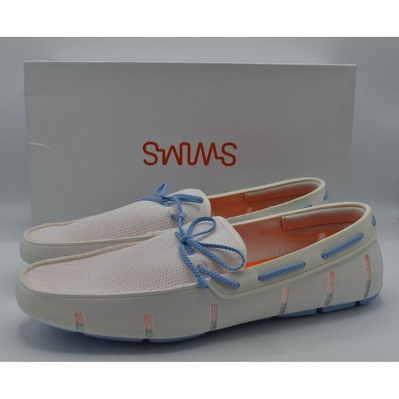 SWIMS Mens Size 15 Braided Lace White Slip On Loafers Shoes - Picture 1 of 13
